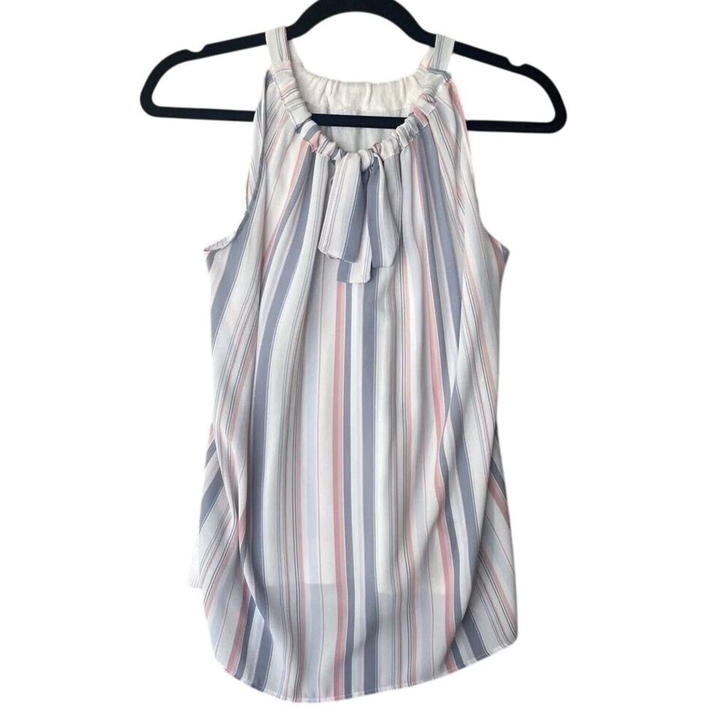 Loft Shirt Womens Size XS White Pastel Striped Sheer Feminine Coquette Dainty‎